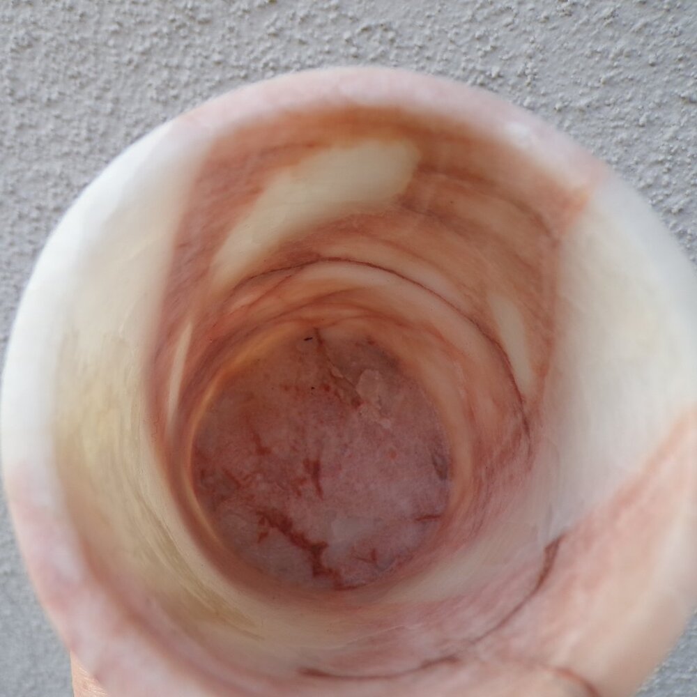 banded calcite / onyx tumbler cup or candle holder